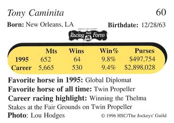 1996 Jockey Star Jockeys' Guild #60 Tony Caminita Back